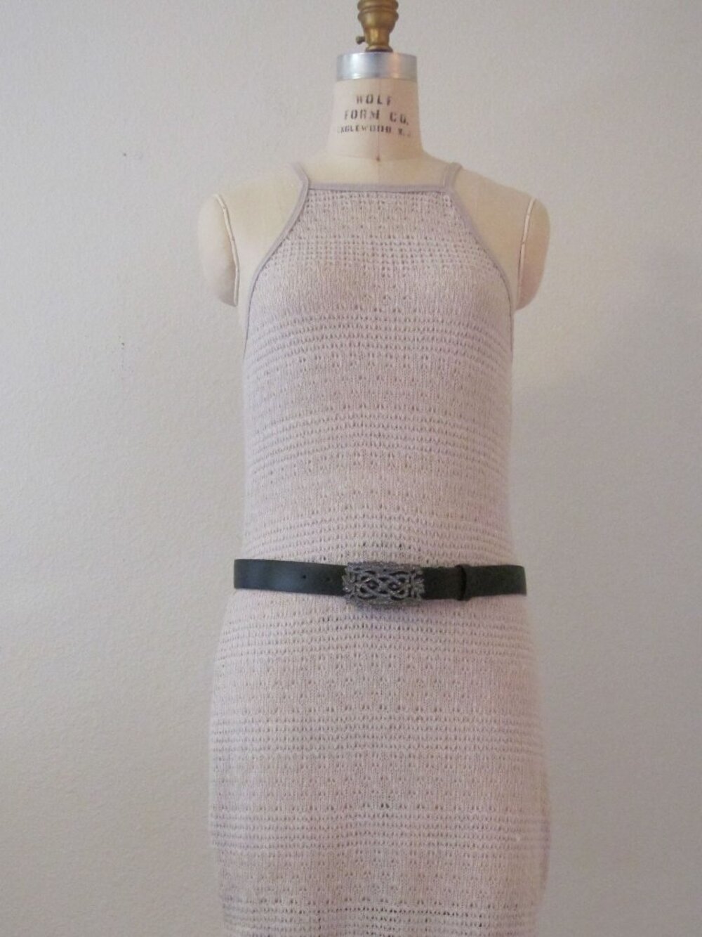 Black leather belt with crystal inlaid buckle - Liz Claiborne